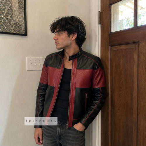 Giacca pelle spiderman fatta - pelle,