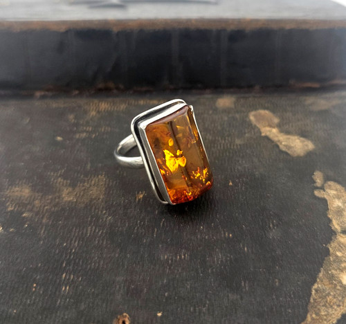 Anello ambra statement - anello,