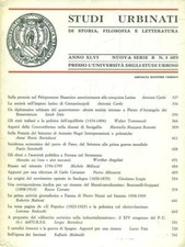 STUDI URBINATI N. 2/1972 STORIA/STORIOGRAFIA AA.VV ARGALIA EDITORE 1972