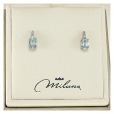 Orecchini MILUNA, Acquemarine naturali Ct 0,74, Diamanti Pt 1,68 - oro 18 kt
