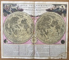 Antica mappa lunare “Tabula Selenographica” Homann Doppelmayr  1742