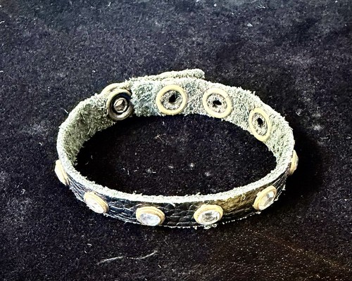 Bracciale pelle nera con - pelle,