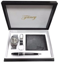 Set Regalo Uomo Orologio Portafoglio Portachiavi Cofanetto Elegante lac