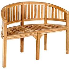 Panca a banana DIVERO 2 posti in legno di teak marrone non trattata panca da giardino panca da parco