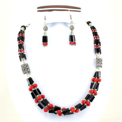 Collana orecchini onice nera