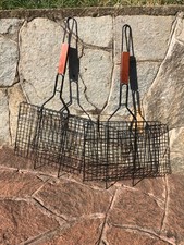 n.2 griglie bistecchiere rete barbecue acciaio legno bistecca camping grigliata