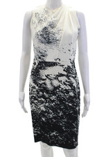 Abito tubino donna Antonio Berardi raccolto stampa maculata bianco nero taglia 44