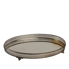 Vassoio Antico Metallo Decorazioni Inghilterra XX Secolo Originale