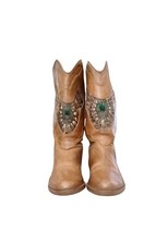 Stivali vintage donna anni 80 pelle beige piume EU 37