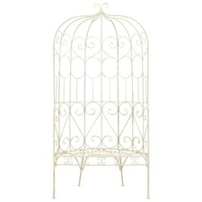 Panchina da Giardino 95 cm in Ferro Bianco Anticato