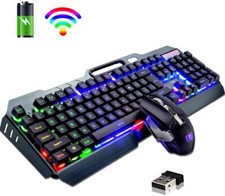 Set tastiera e mouse gaming 2,4G wireless 3800mAh Rainbow LED per PC Mac Ps4