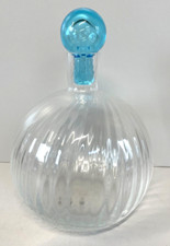 BOTTIGLIA PROFUMO VETRO CARLO MORETTI FIMATO ANNI 70 VINTAGE TRASPARENTE BLU