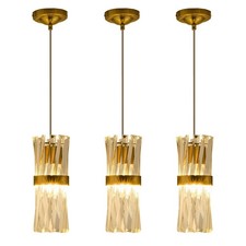 Pendant Lights Kitchen Island Gold 3 Pack,Crystal Pendant Lighting Over Islan...
