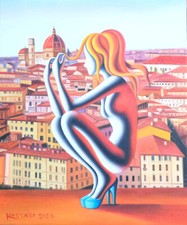 Mark Kostabi Olio su tela Cm 31 x 26
