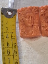 3 Bellissimi Cammei Vintage In Corallo Giapponese