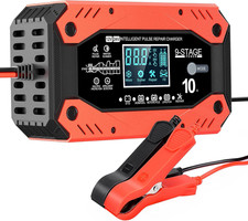 Caricabatterie Auto  10A 12V/24V Mantenitore Batteria Moto Intelligente Con LCD,