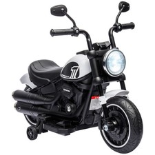 HOMCOM Moto Elettrica per Bambini 18-36 Mesi con Rotelle e Fanale Bianco e Nero