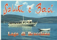 LAGO DI BRACCIANO (RM) - BATTELLO SABAZIA E VEDUTA LAGO - VIAGGIATA - VEDI FOTO