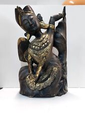 statua scultura in legno fatta a mano Di Una Dea Indiana