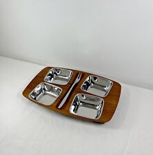 ANTIPASTIERA VINTAGE IN TEAK E ACCIAIO 18/8 ANNI '60 DESIGN SCANDINAVO DANESE