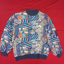 NORTH SHORE VINTAGE 90S FELPA IN COTONE MADE IN ITALY CRAZY PATTERN SUPER RAR XL