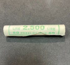 Moneta da 2500 lire in 50 pezzi da 50 lire in tubo fior di conio sigillato