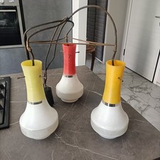 lampadario a 3 luci vintage Space Age anni 70 nello stile di Stilnovo
