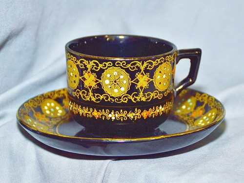 Tazza con piattino gres - ,, oro