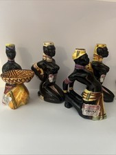 4x Vintage Exclusivo Drioli African Lady Themed Figurine Empty Liquor Bottles
