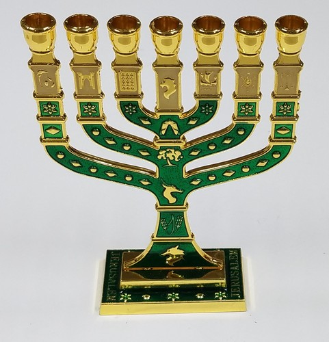 Menorah smaltata verde - oro, 7