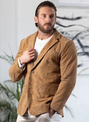 Blazer pelle scamosciata