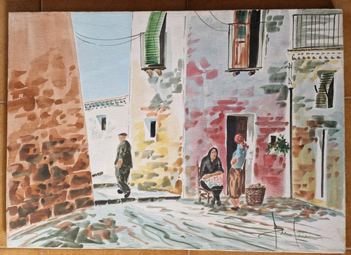 Quadro olio tela gente - olio,