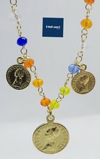 Collana Donna in argento 925 dorato con Ciondoli Lira SWAROSKI COLORATI