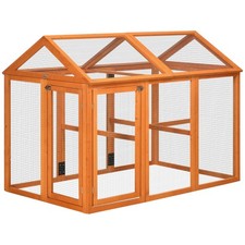 PawHut Gabbia per Galline in Legno con 2 Porte e Rete in Metallo 140x88.5x106cm