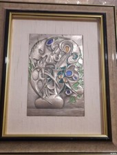 QUADRO OTTAVIANI BASSORILIEVO  CON SMALTI POLICROMO CORNICE CM 59 x CM 48