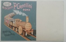 CARTOLINA PUBBLICITARIA BISCOTTI GENTILINI ROMA TRENO VIENNA 