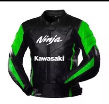 Giacca in pelle Kawasaki Ninja Moto Racing Leather originale Custom Jacket