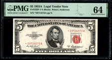 $5 1953 A $5 STAR LEGALE TENDER NOTE FR   1533*(*ABLOCK) PRIEST ANDERSON 