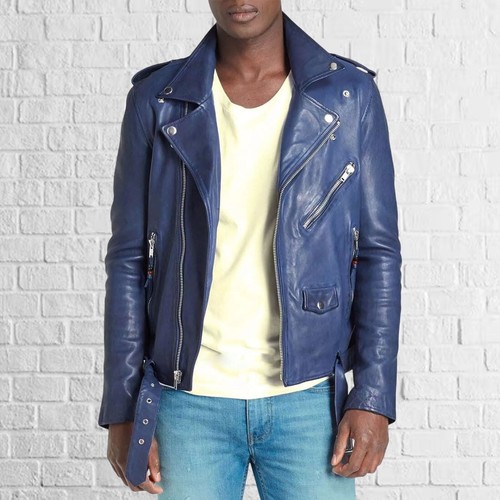 Giacca uomo blu pelle - uomo, con