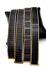 Cinturino orologio Speidel USA anni '60 oro nero e giallo RGP Romunda 16 mm (4)