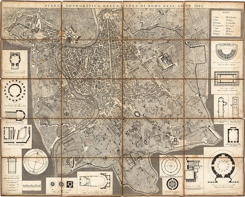 1823 roma italia mappa - roma,