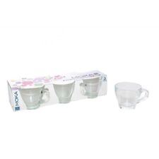 SET 6 12 TAZZE DA CAFFE TAZZINE IN VETRO TRASPARENTE SENZA PIATTO 80CC MERCURY