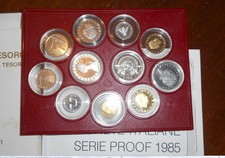 NL* ITALIA Divisionale 1985 MANZONI 11 VALORI con 500 Lire ARGENTO PROOF SET