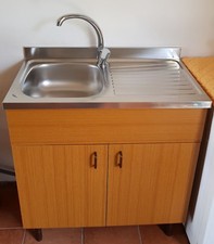 Mobile cucina FAMAM marrone TEAK con lavello acciaio inox 80x50 appoggio destro