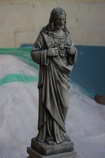 STATUA SACRO CUORE GESU' IN CEMENTO CM 83 COLOR SFUMATO GRIGIO