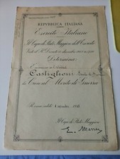 DIPLOMA MILITARE CROCE DI GUERRA REPUBBLICA ITALIANA 1947