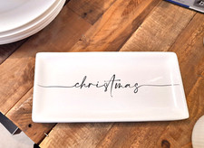 PIATTO RETTANGOLARE IN CERAMICA SCRITTA CHRISTMAS 25X12 CM