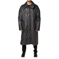 DOLCE & GABBANA Giacca Trench Nero Pelle Collo IT52/US42/XL 8930usd