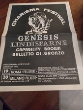 PROGRAMMA TOUR GENESIS 1973 POSTER CONCERTO ORIGINALE VOLANTINO FESTIVAL CARISMA ITALIA