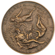 MEDAGLIONE I° VENTENNALE UNIONE COMMERCIANTI MILANO 1966 - GRAMMI 84,86